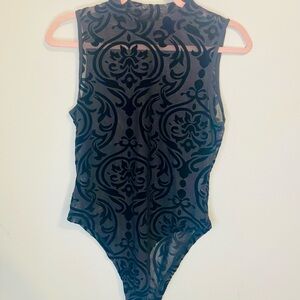 SHEIN Black Patterned Bodysuit